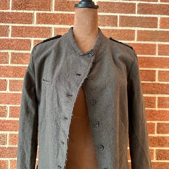 Rundholz Gray Long Military Jacket Button Front Epaulette Pockets, Size S - Picture 2 of 11